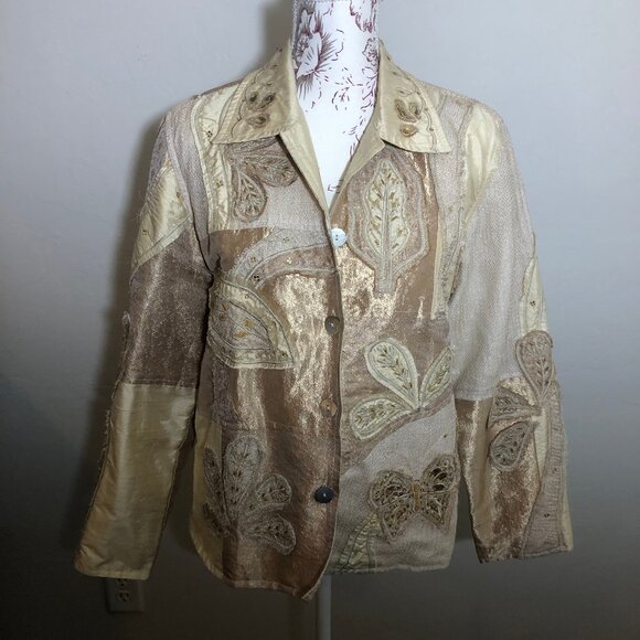Yak Magik 100% Silk Embroidered Patchwork Jacket | Luxe Boho Chic | Size S - Picture 4 of 16